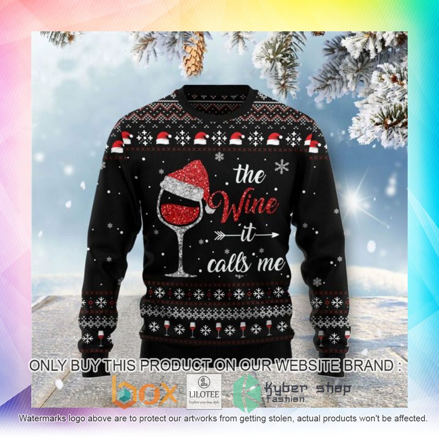 red wine it calls me ugly christmas sweatshirt 2 11994