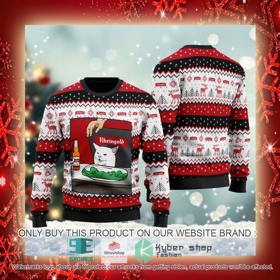 NEW Rheingold Beer Cat Meme Christmas Ugly Sweater 3 rheingold beer cat meme ugly christmas sweater 3 23941