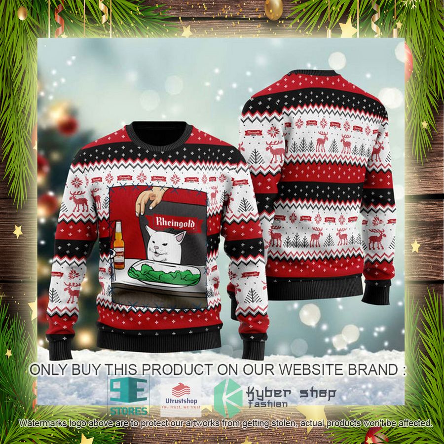 NEW Rheingold Beer Cat Meme Christmas Ugly Sweater 4 rheingold beer cat meme ugly christmas sweater 4 73060