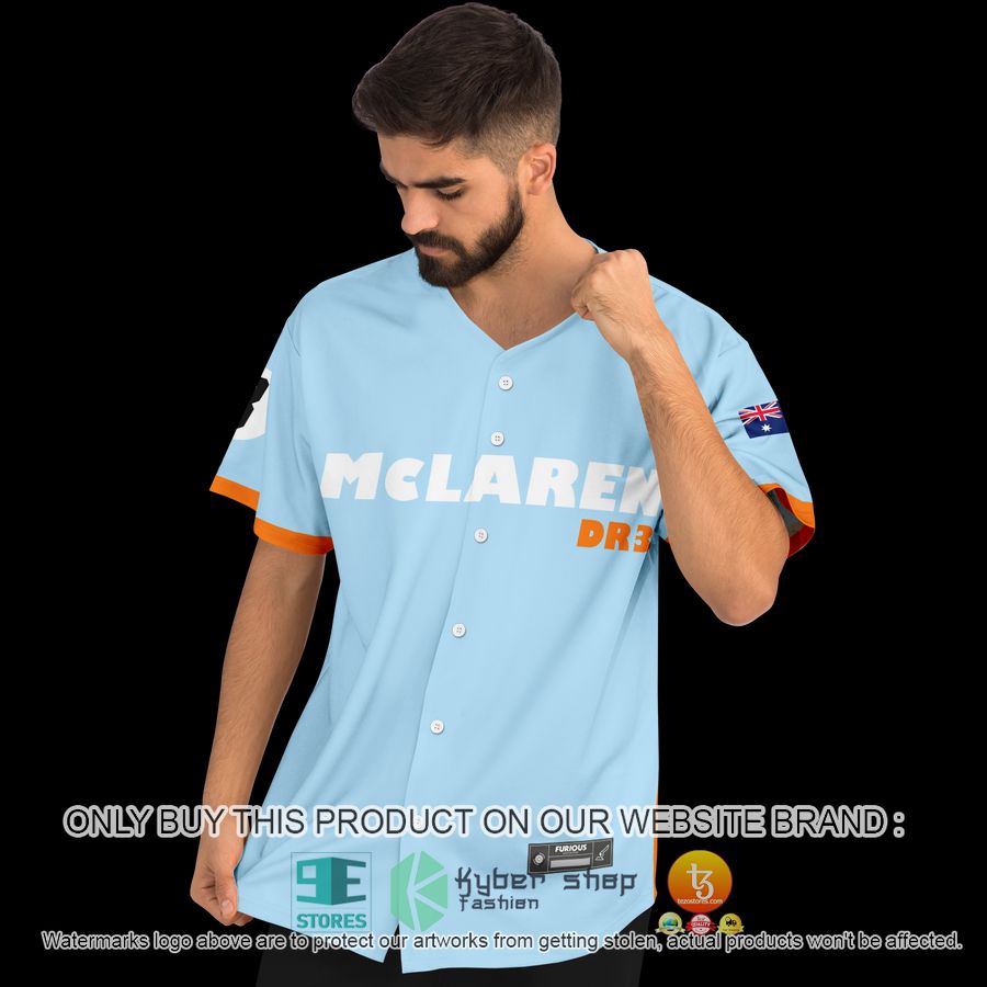 HOT Ricciardo 3 McLaren Light Blue Baseball Jersey 6 ricciardo 3 mclaren light blue baseball jersey 6 14795