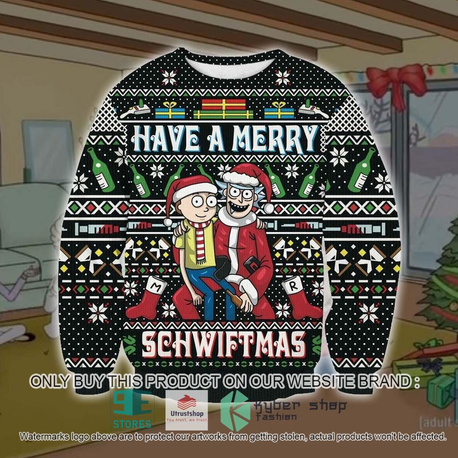 rick and morty have a merry schwiftmas ugly chrisrtmas sweater 1 19988