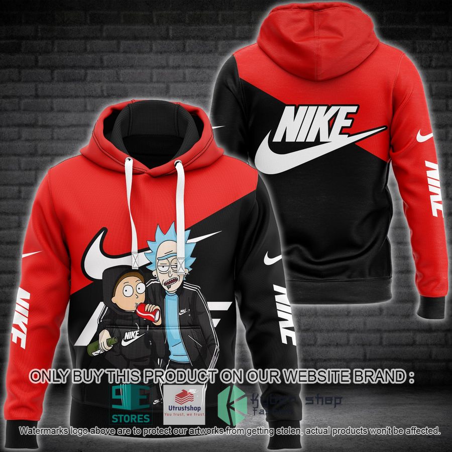 rick and morty nike red black 3d hoodie 1 30230