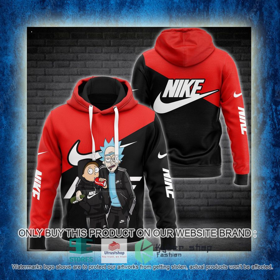 NEW Rick and Morty Nike red black Full Print Hoodie 3 rick and morty nike red black 3d hoodie 3 16916