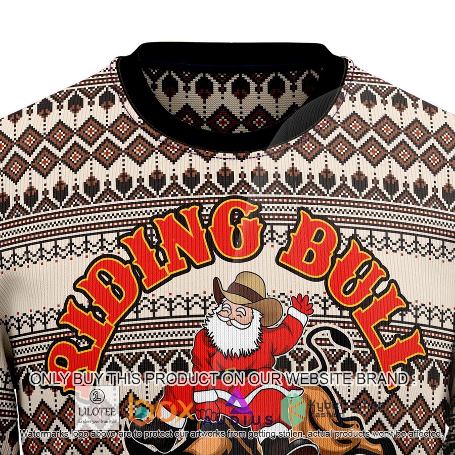 riding bulls punchin fools ugly christmas sweater 2 36085