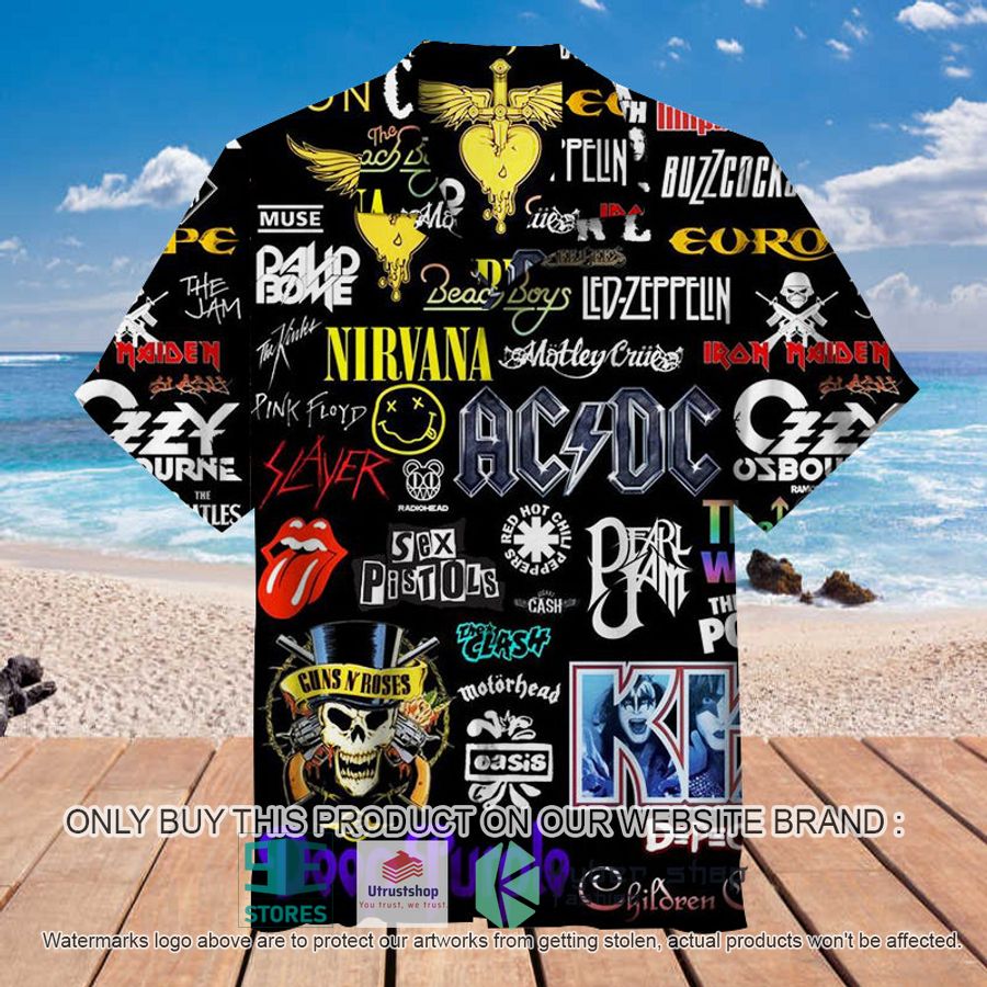 rock band collage black hawaiian shirt 1 25333