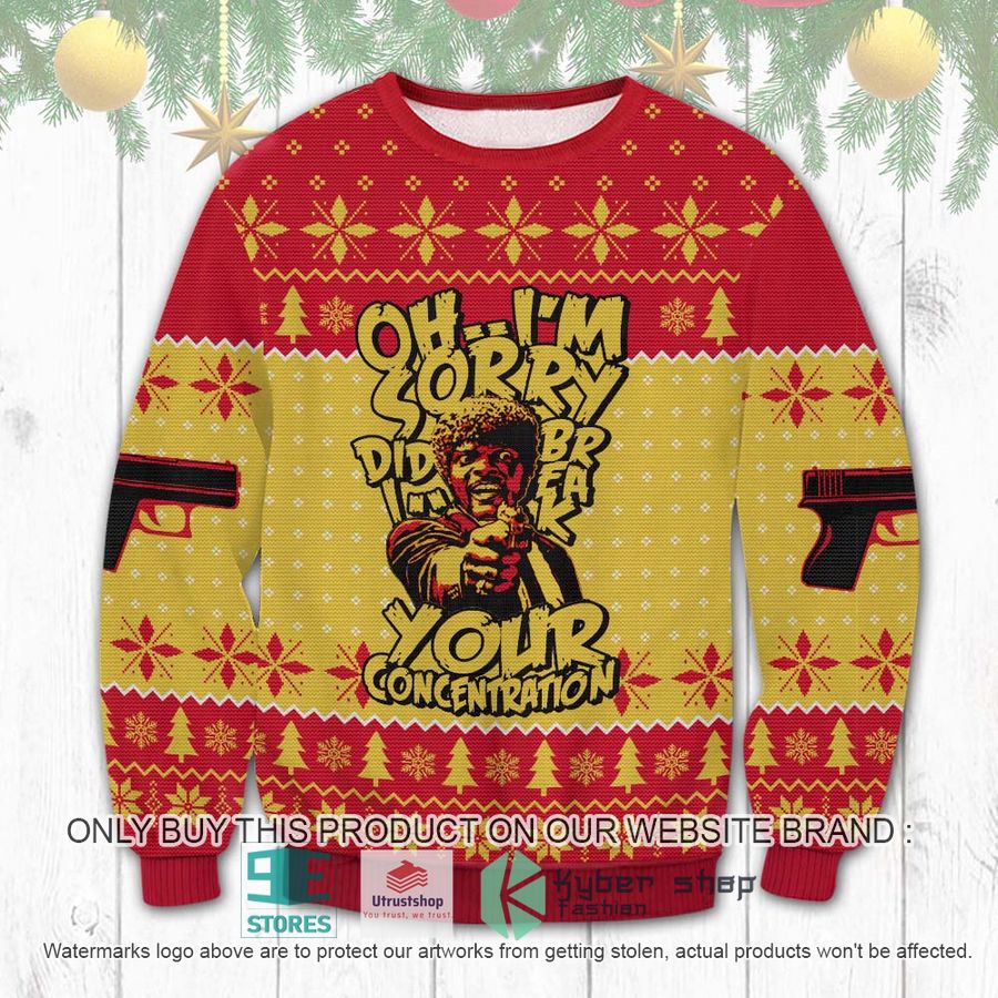 samuel l jackson iim sorry did i break your concentration ugly christmas sweater 1 3204