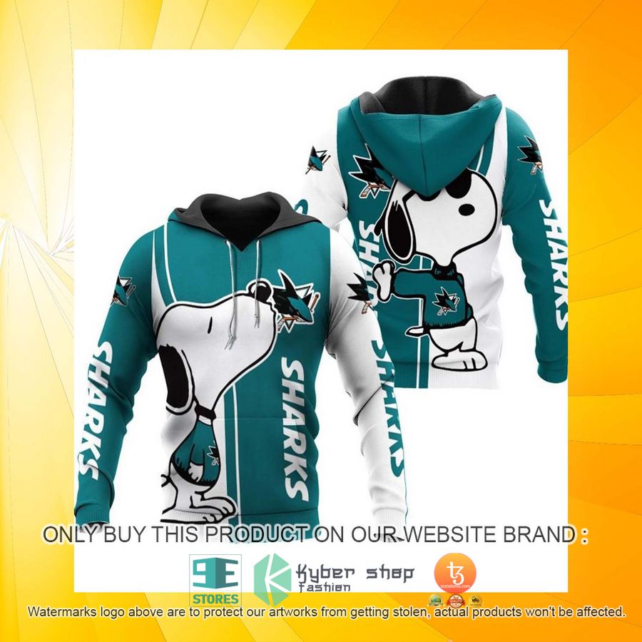 HOT San Jose Sharks Snoopy 3D Over Printed Hoodie 3 san jose sharks snoopy hoodie 3 1353