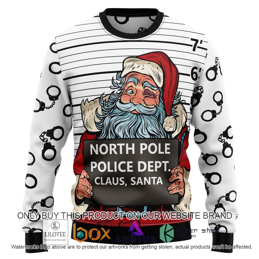 santa claus arrested by north pole police ugly christmas sweater 1 1479