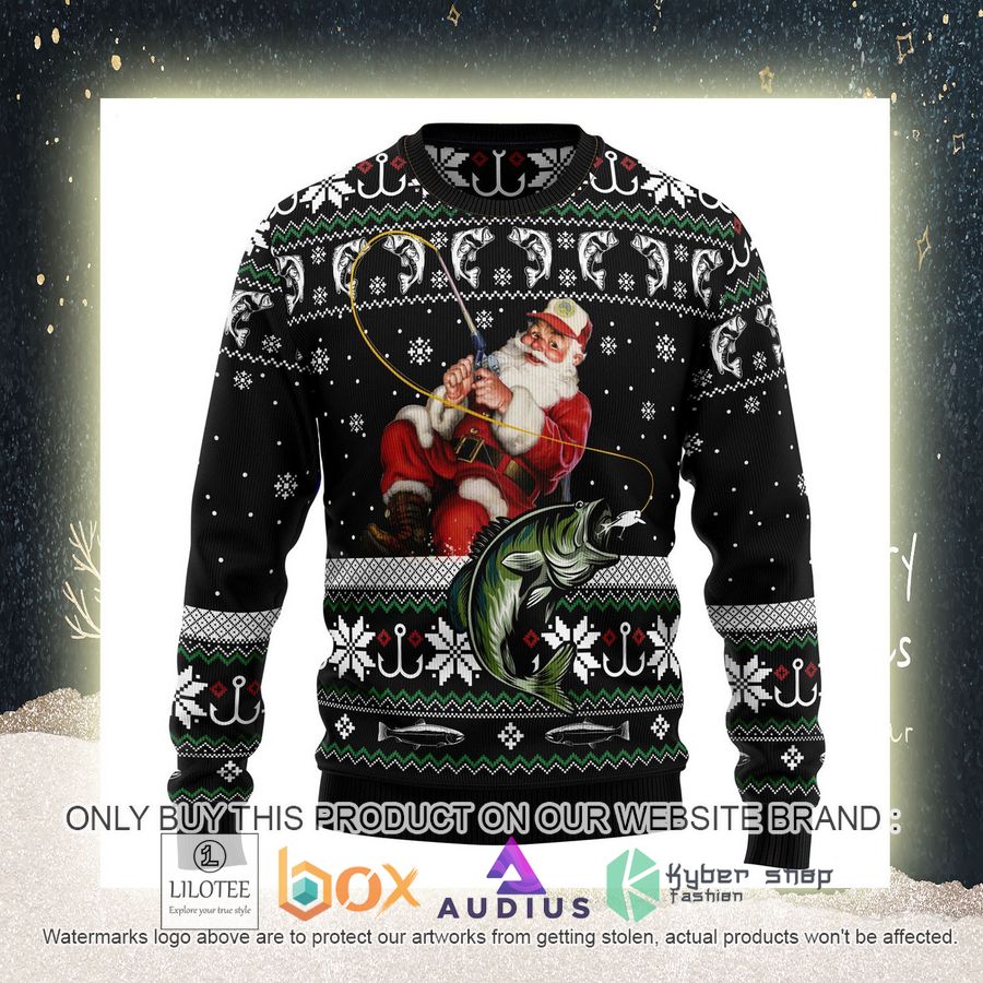 Santa Claus Fishing Ugly Christmas Sweater 10 santa claus fishing ugly christmas sweater 10 80542
