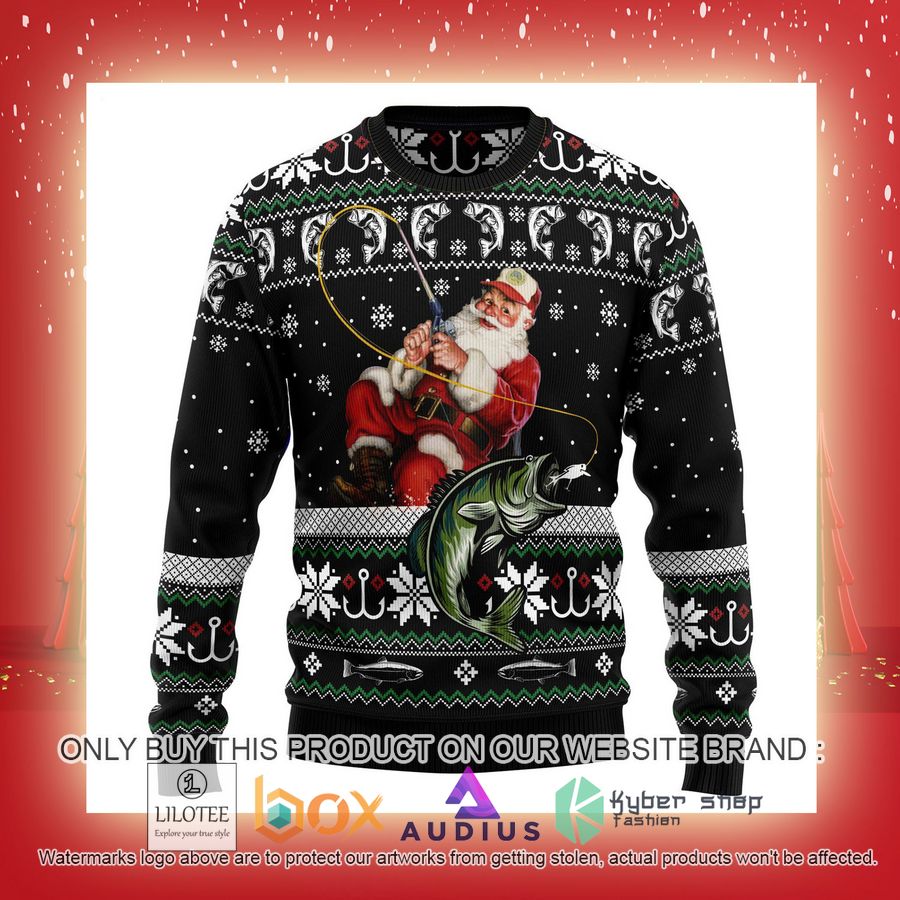 Santa Claus Fishing Ugly Christmas Sweater 12 santa claus fishing ugly christmas sweater 12 21476