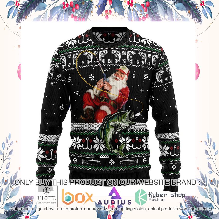 Santa Claus Fishing Ugly Christmas Sweater 14 santa claus fishing ugly christmas sweater 14 15589