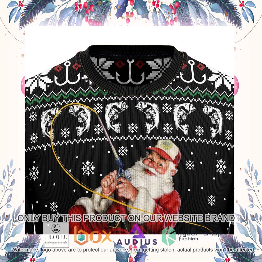Santa Claus Fishing Ugly Christmas Sweater 15 santa claus fishing ugly christmas sweater 15 54517