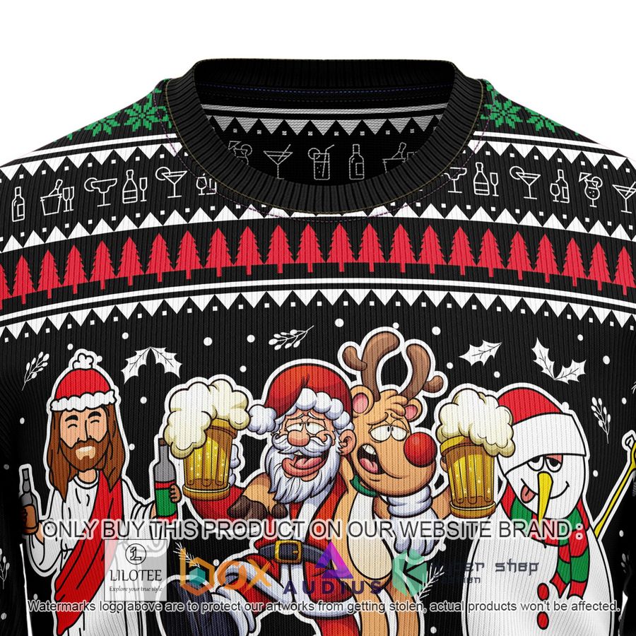 santa claus jesus friend ugly christmas sweater 2 10463