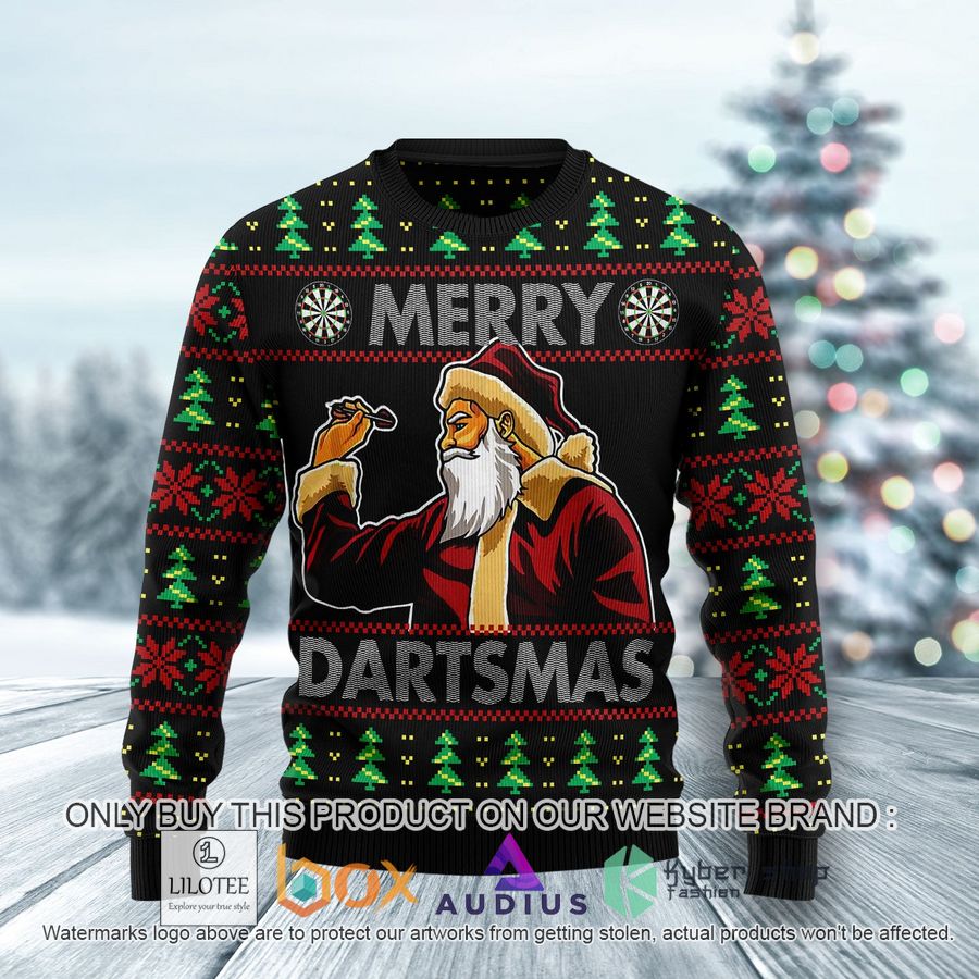 santa claus merry dartsmas ugly christmas sweater 1 4138