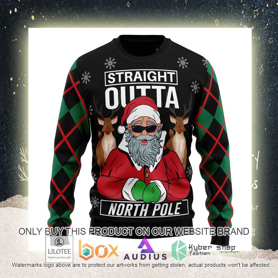 Santa Claus Straight Outta North Pole Ugly Christmas Sweater 10 santa claus straight outta north pole ugly christmas sweater 10 87430