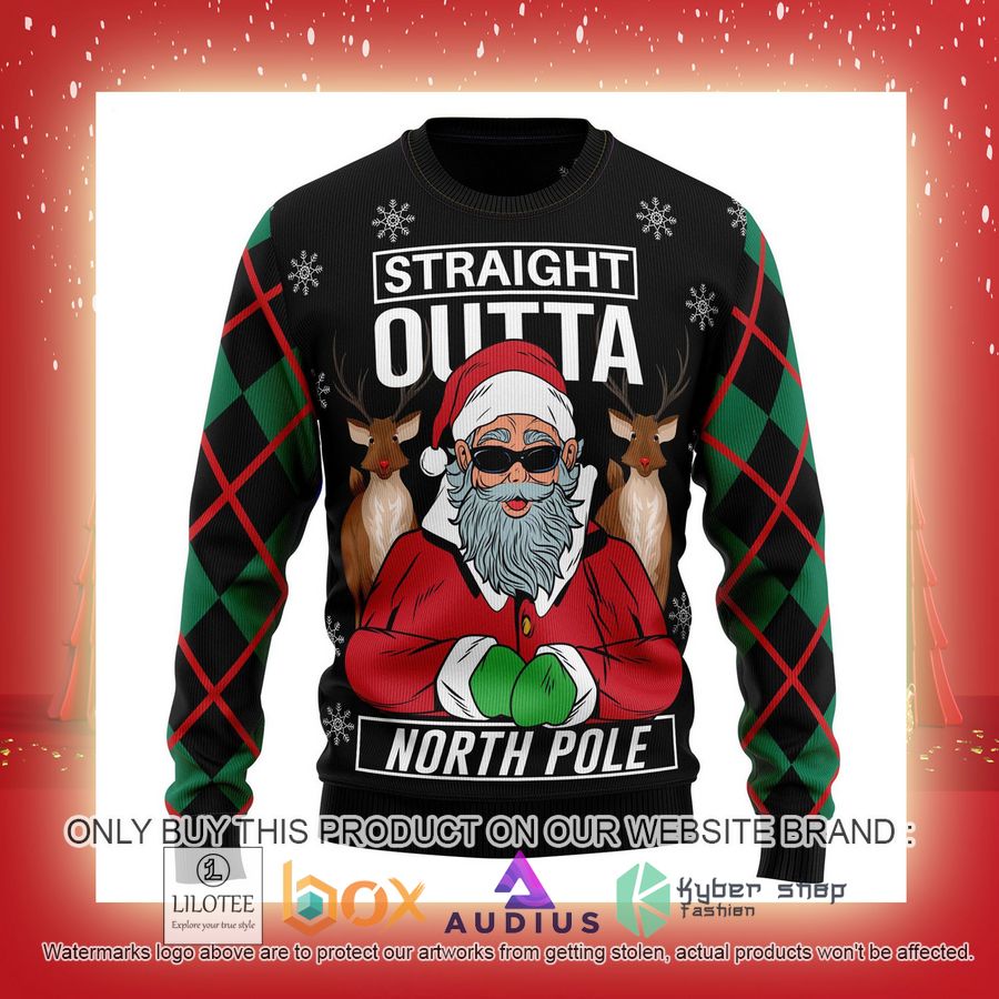 Santa Claus Straight Outta North Pole Ugly Christmas Sweater 12 santa claus straight outta north pole ugly christmas sweater 12 13445