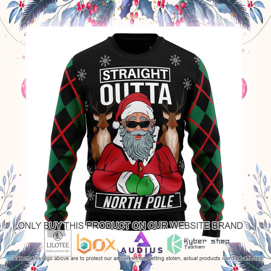 Santa Claus Straight Outta North Pole Ugly Christmas Sweater 14 santa claus straight outta north pole ugly christmas sweater 14 79191