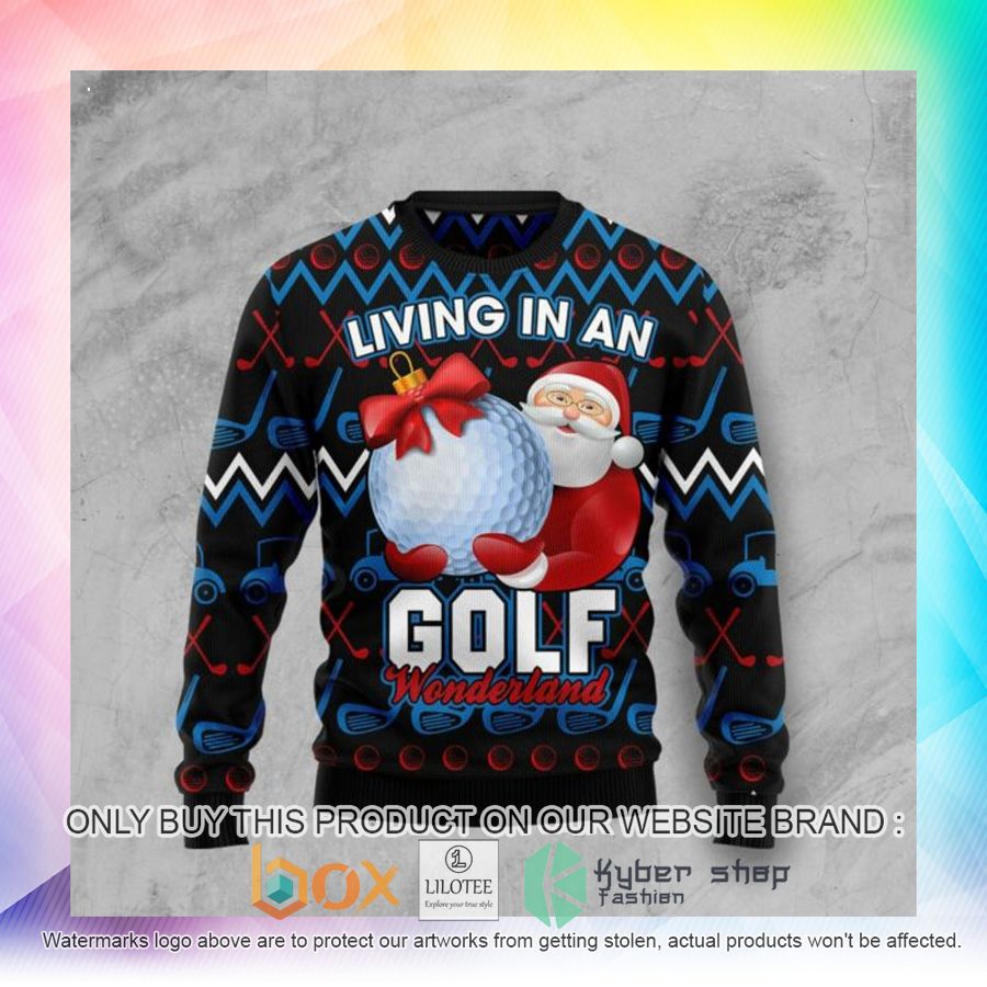santa clause golf wonderland ugly christmas sweatshirt 2 47785