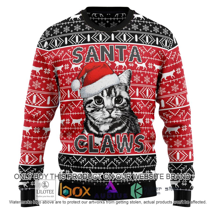 santa claws cat ugly christmas sweater 1 75796
