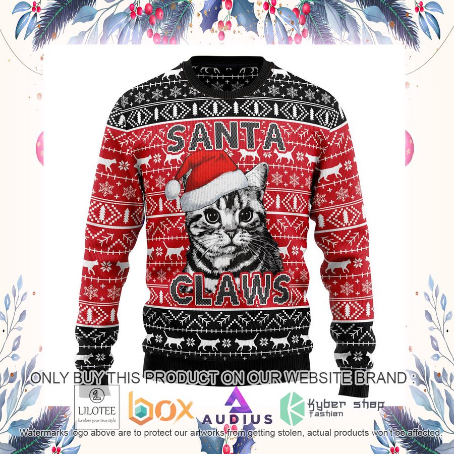 Santa Claws Cat Ugly Christmas Sweater 16 santa claws cat ugly christmas sweater 16 77803