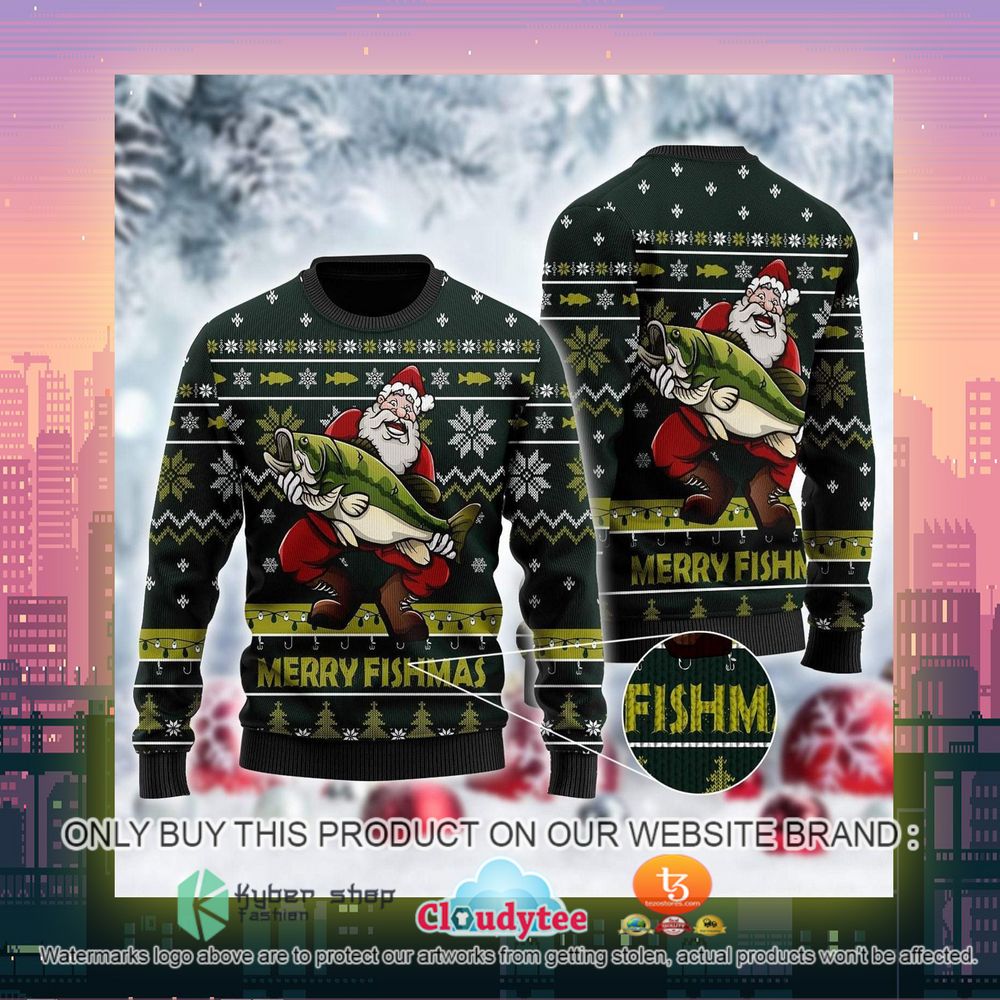 santa with fishing merry fishmas ugly sweater 1 44057