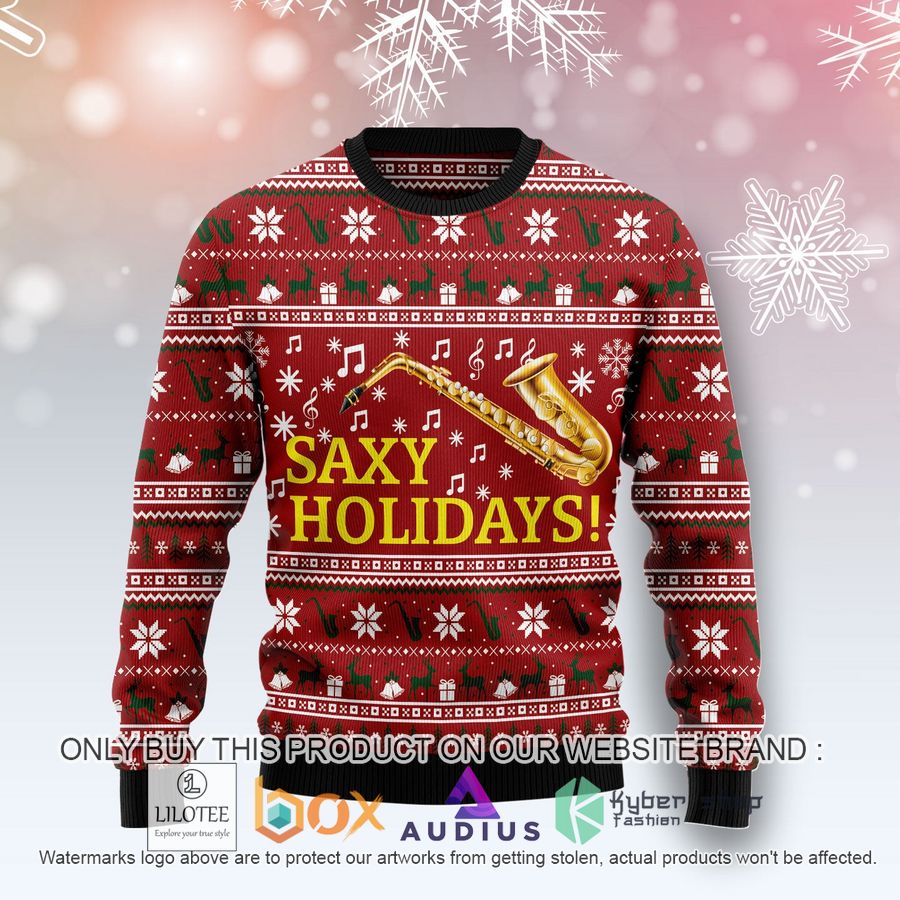 saxy holidays saxophone ugly christmas sweater 1 13556