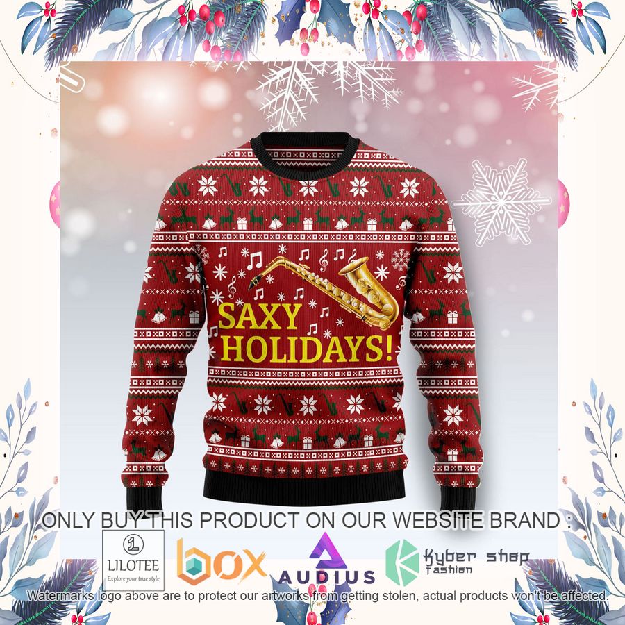 Saxy Holidays Saxophone Ugly Christmas Sweater 10 saxy holidays saxophone ugly christmas sweater 10 85764