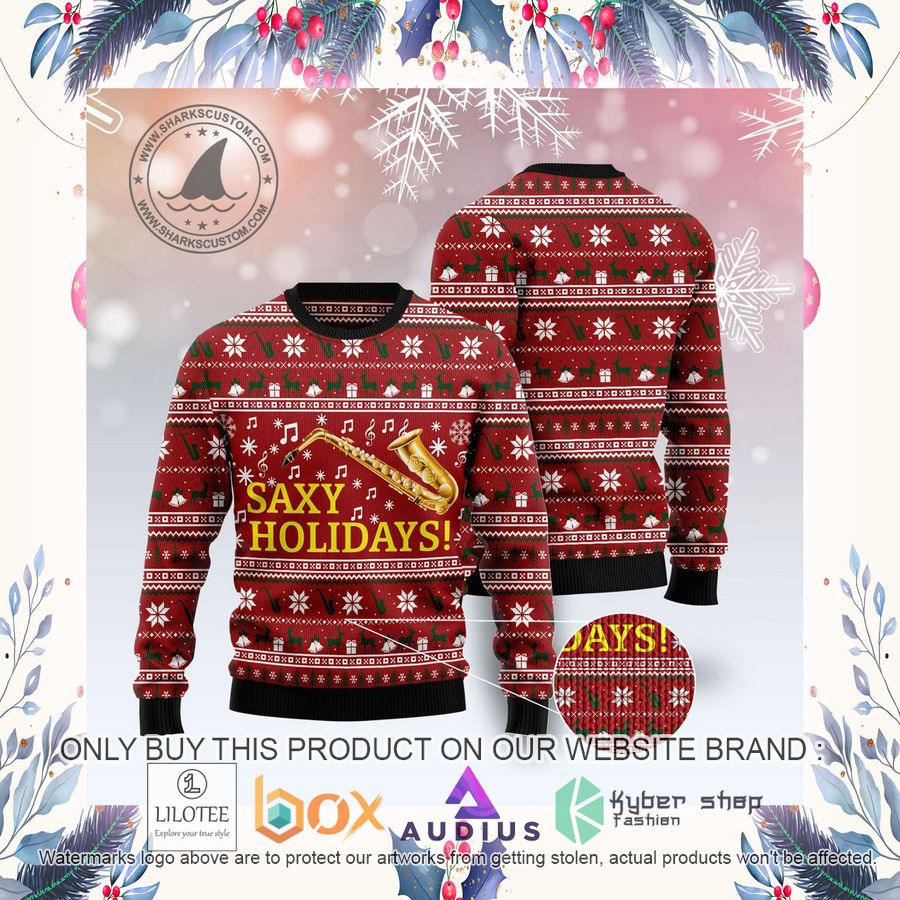Saxy Holidays Saxophone Ugly Christmas Sweater 12 saxy holidays saxophone ugly christmas sweater 12 64565