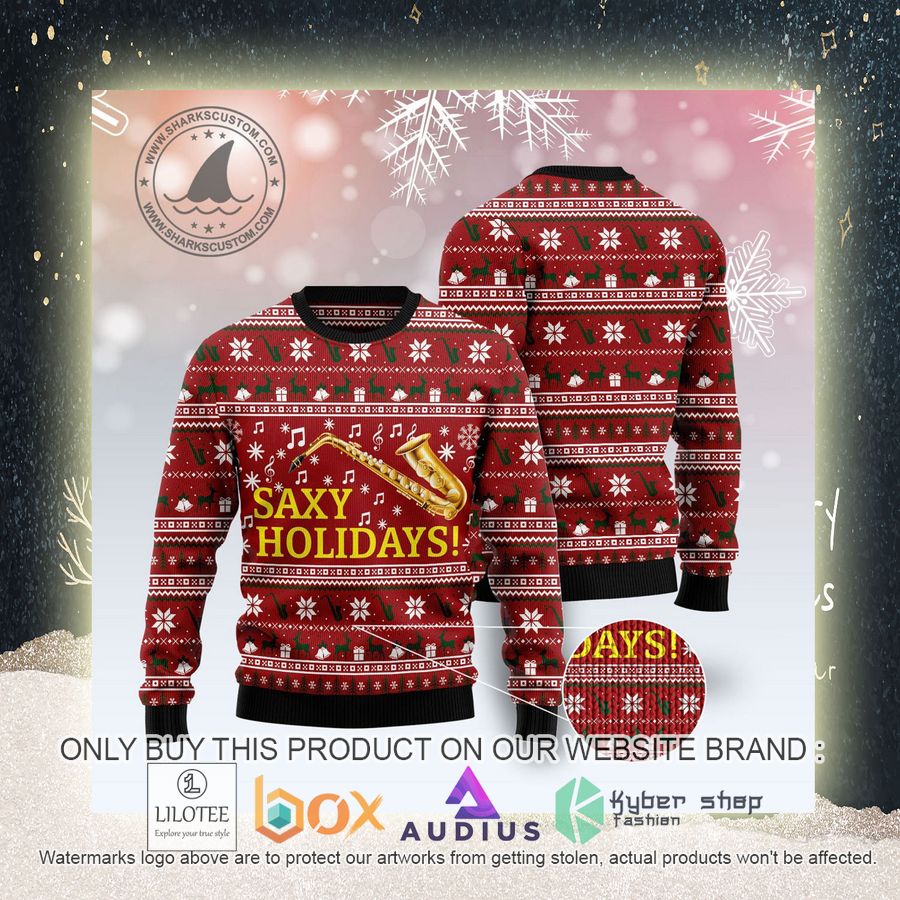 Saxy Holidays Saxophone Ugly Christmas Sweater 6 saxy holidays saxophone ugly christmas sweater 6 63089