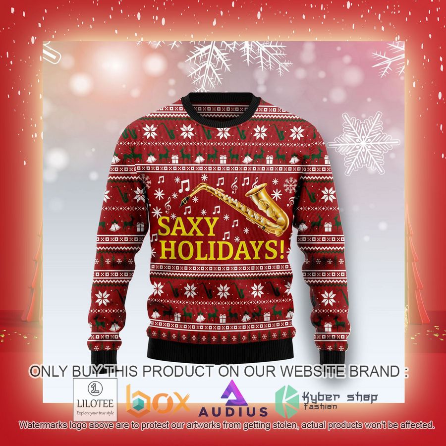 Saxy Holidays Saxophone Ugly Christmas Sweater 7 saxy holidays saxophone ugly christmas sweater 7 15477