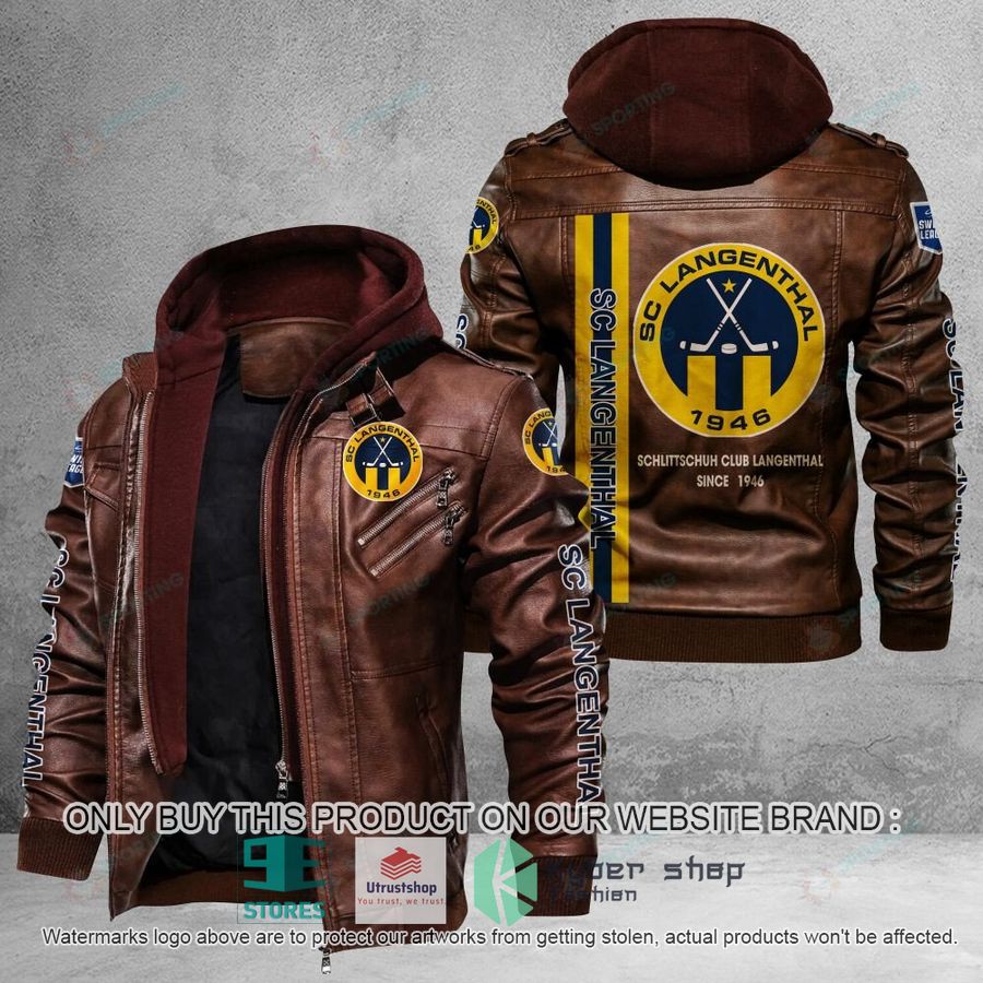 NEW SC Langenthal Since 1946 Men Leather Jacket 2 sc langenthal since 1946 leather jacket 2 60361