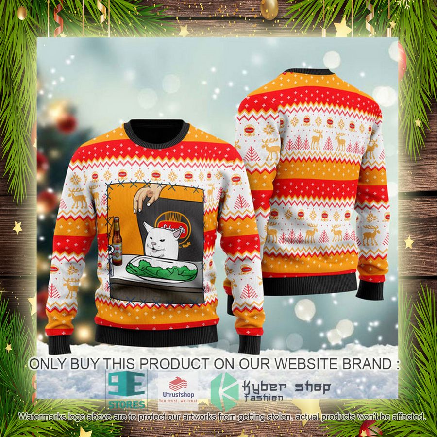 NEW Schaefer Beer Cat Meme Christmas Ugly Sweater 4 schaefer beer cat meme ugly christmas sweater 4 15109