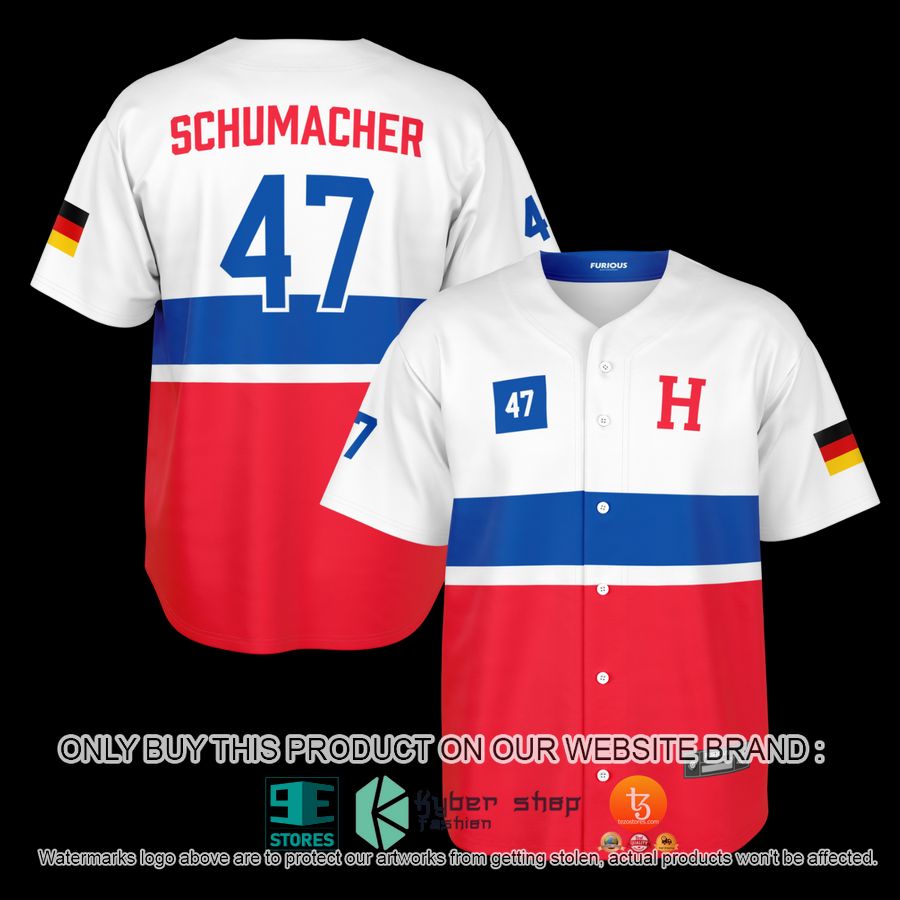 schumacher 47 red white baseball jersey 1 22492