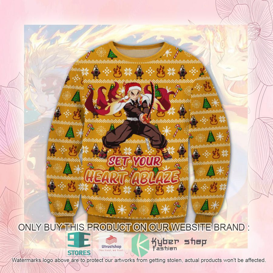 NEW Set Your Heart Ablaze Rengoku Demon Slayer Christmas Sweater 2 set your heart ablaze rengoku demon slayer christmas sweater 2 47557