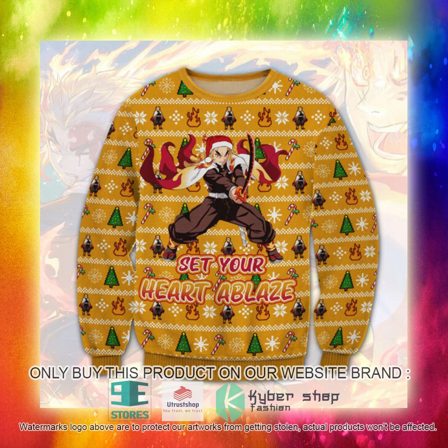 NEW Set Your Heart Ablaze Rengoku Demon Slayer Christmas Sweater 3 set your heart ablaze rengoku demon slayer christmas sweater 3 73529