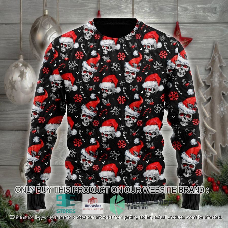 skull santa ugly christmas sweater 1 23163