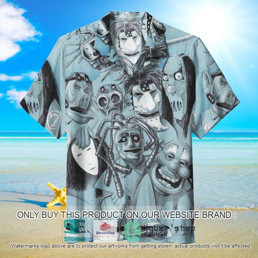 NEW Slipknot band light blue Hawaii Shirt 9 slipknot band light blue hawaiian shirt 1 13017
