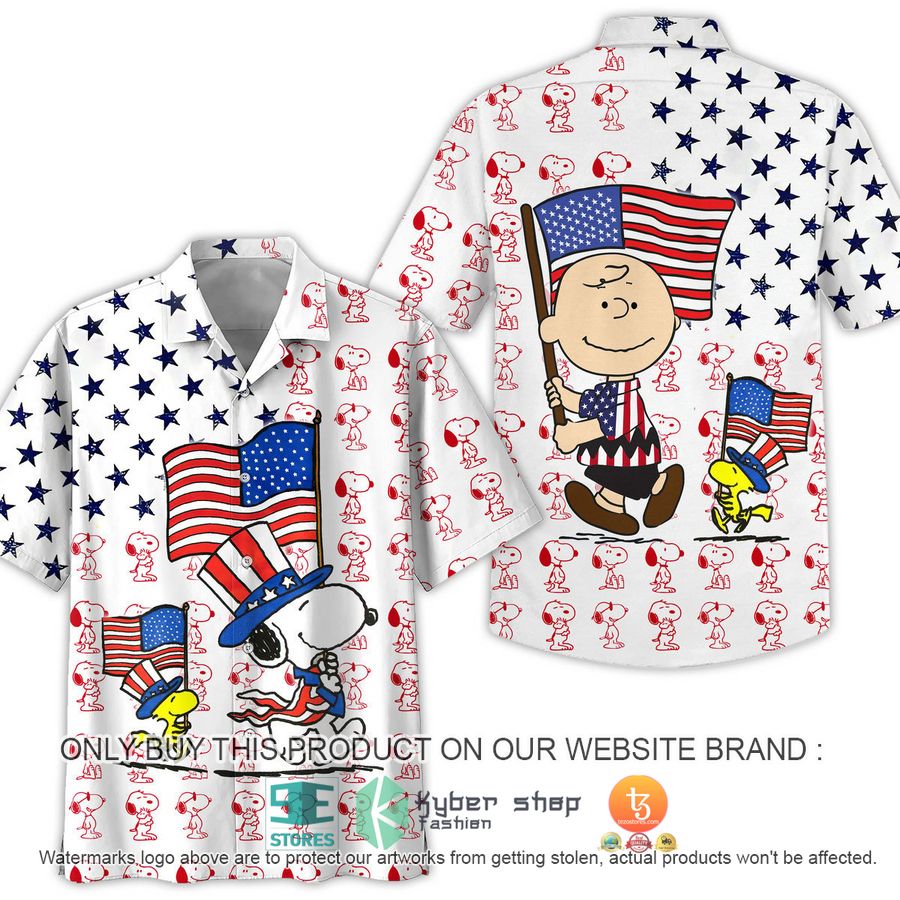 snoopy and charlie brown clown us flag hawaiian shirt 1 23129