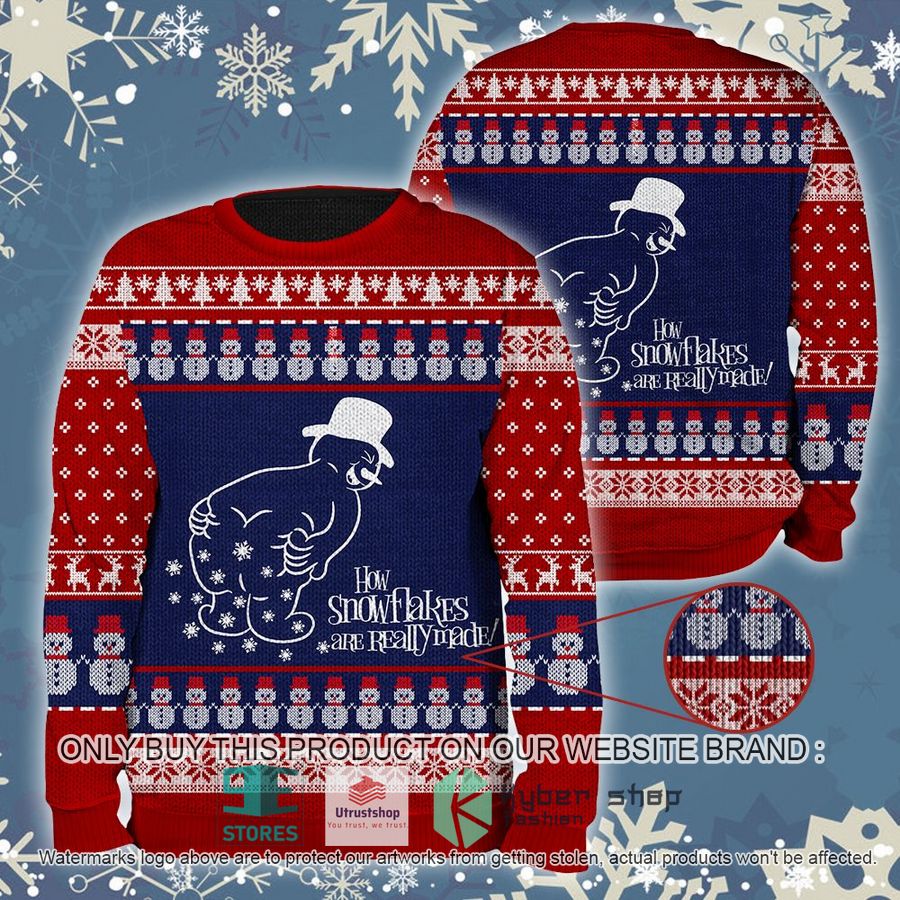 NEW Snowman How Snowflakes Are Really Made Ugly Sweater 3 snowman how snowflakes are really made ugly christmas sweater 1 38452