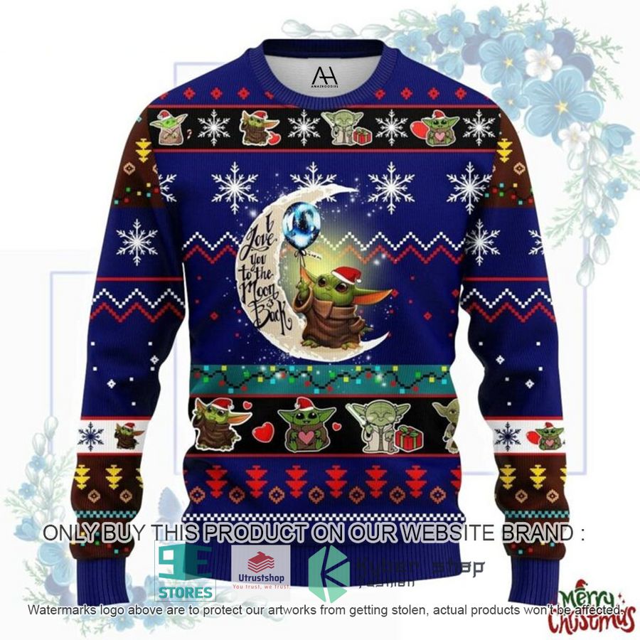 NEW Star Wars Baby Yoda I Love You To The Moon & Back Ugly Sweater 3 star wars baby yoda i love you to the moon back ugly christmas sweater 1 41984
