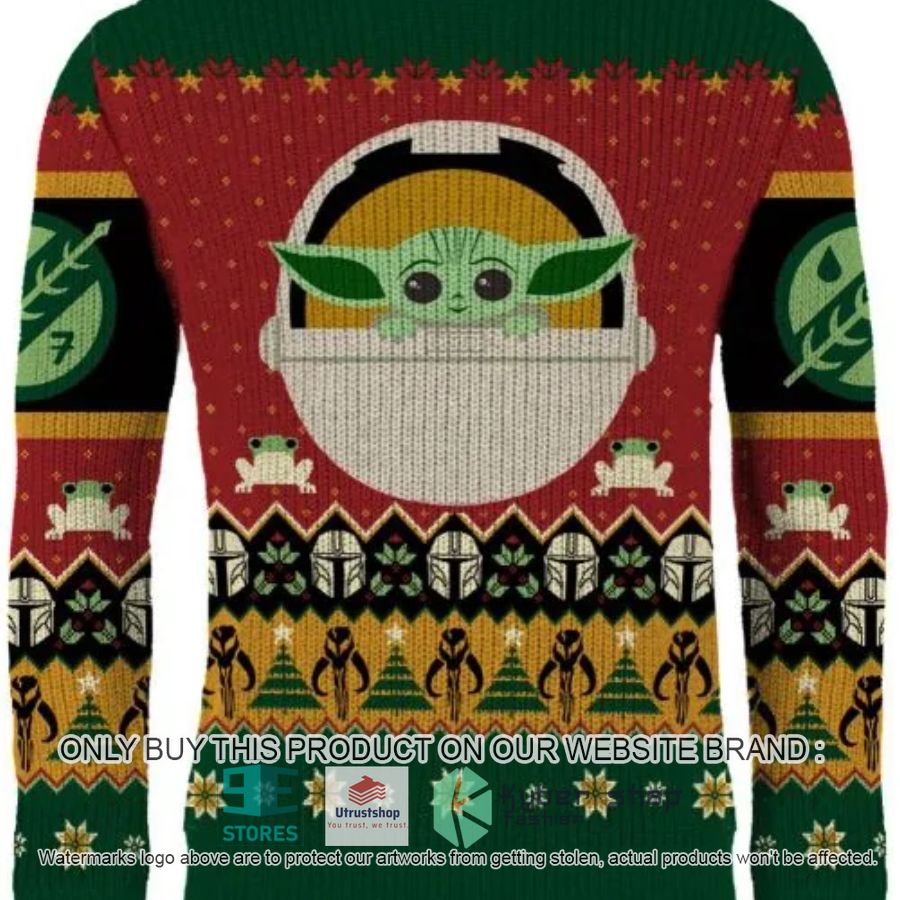 star wars baby yoda spaceship red green ugly christmas sweater 1 65437