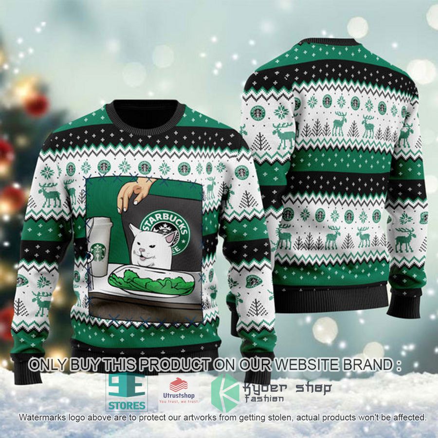 starbucks cat meme ugly christmas sweater 1 18805
