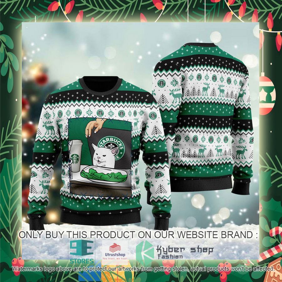 starbucks cat meme ugly christmas sweater 2 99878