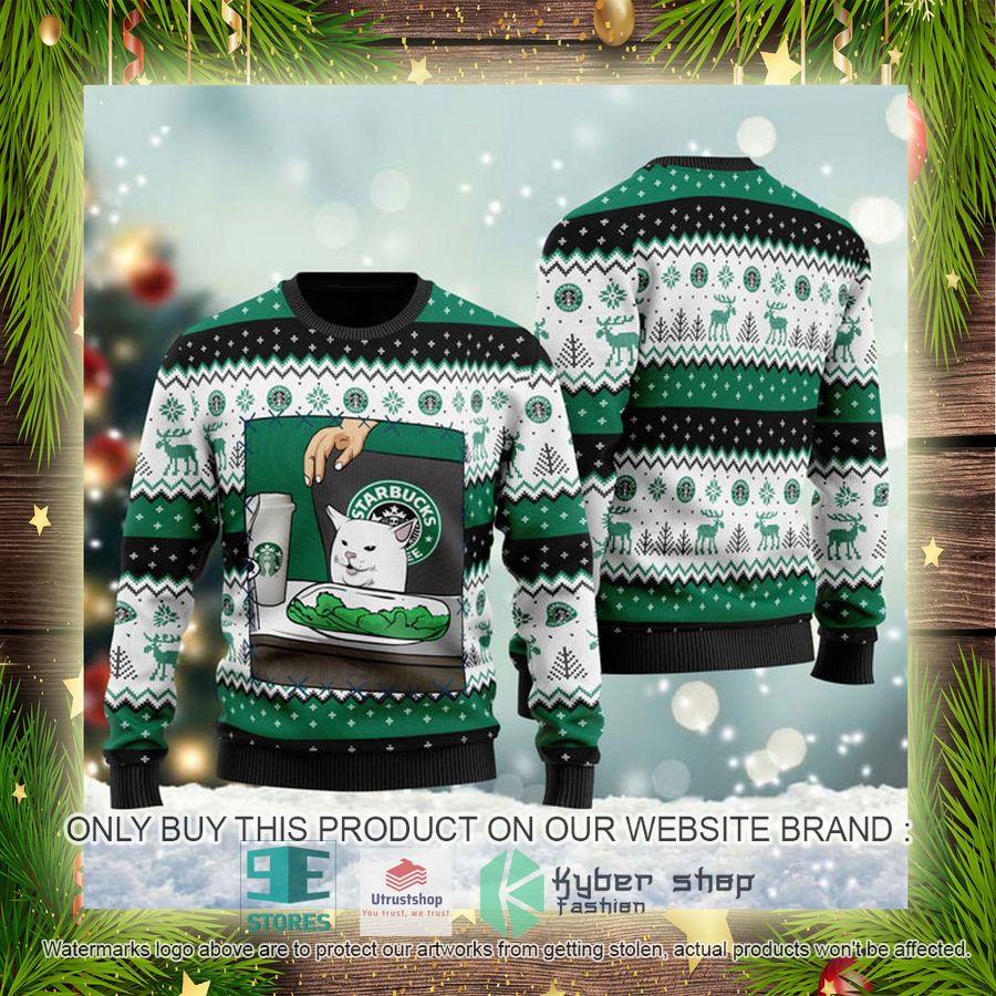 NEW Starbucks Cat Meme Christmas Ugly Sweater 4 starbucks cat meme ugly christmas sweater 4 55282
