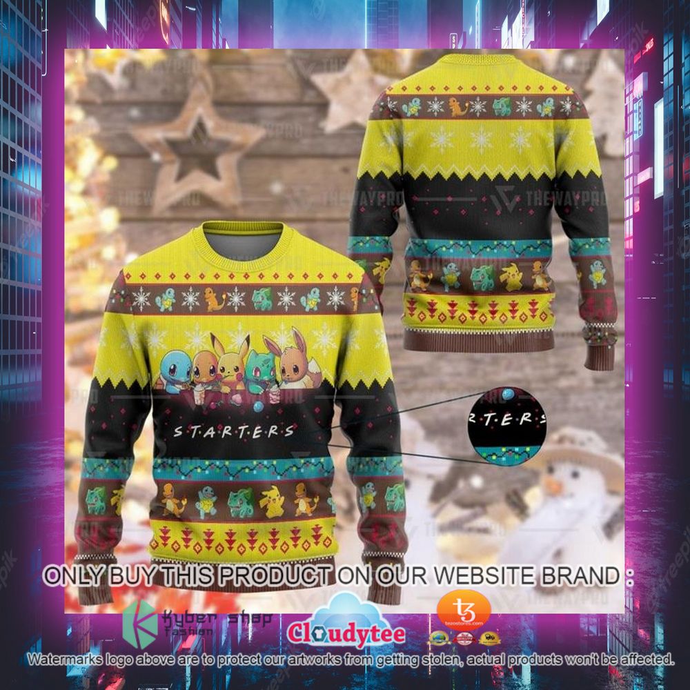 Starters Pokemon Cute Ugly Sweater 3 starters pokemon cute ugly sweater 3 40211