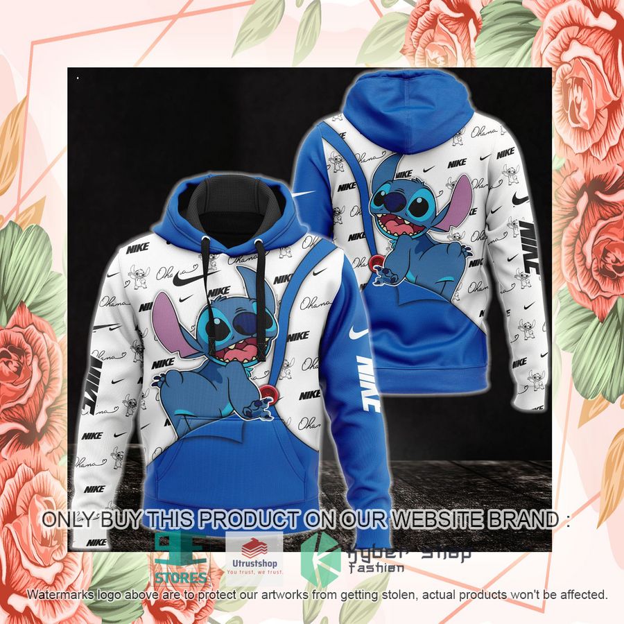 NEW Stitch Nike logo white blue Full Print Hoodie 2 stitch nike logo white blue 3d hoodie 2 3447