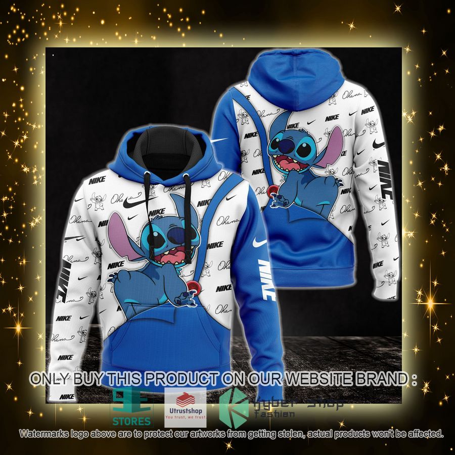 NEW Stitch Nike logo white blue Full Print Hoodie 4 stitch nike logo white blue 3d hoodie 4 67517
