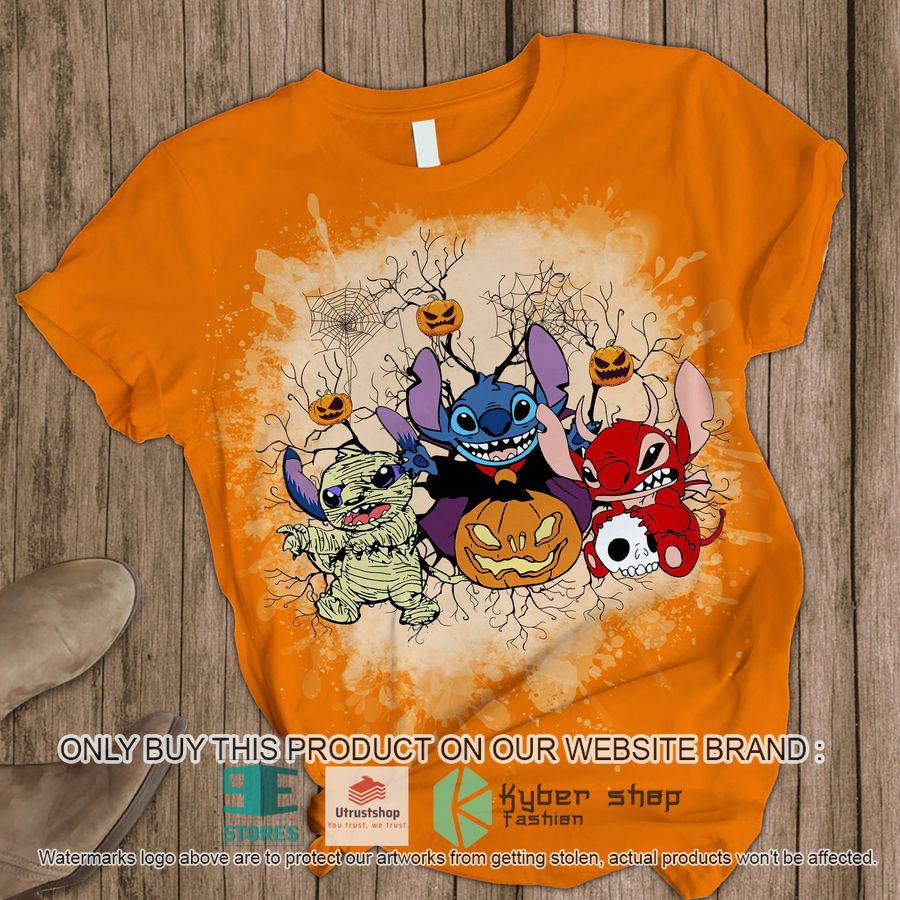 stitch pumpkin halloween orange pajamas set 2 45034