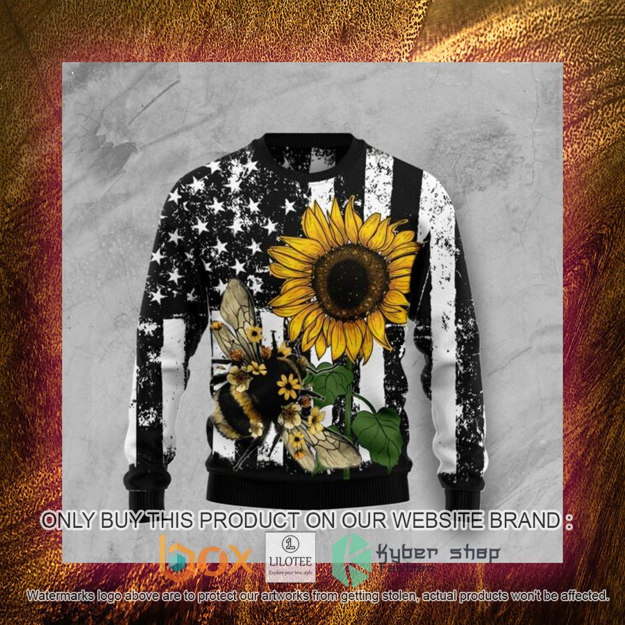 Sunflower Bee Ugly Christmas Sweatshirt 4 sunflower bee ugly christmas sweatshirt 4 74611