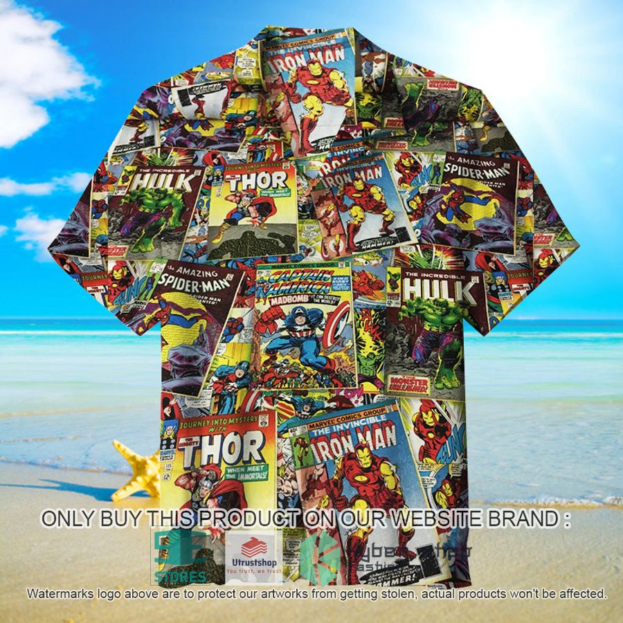 superhero marvel comics covers hawaiian shirt 1 23413